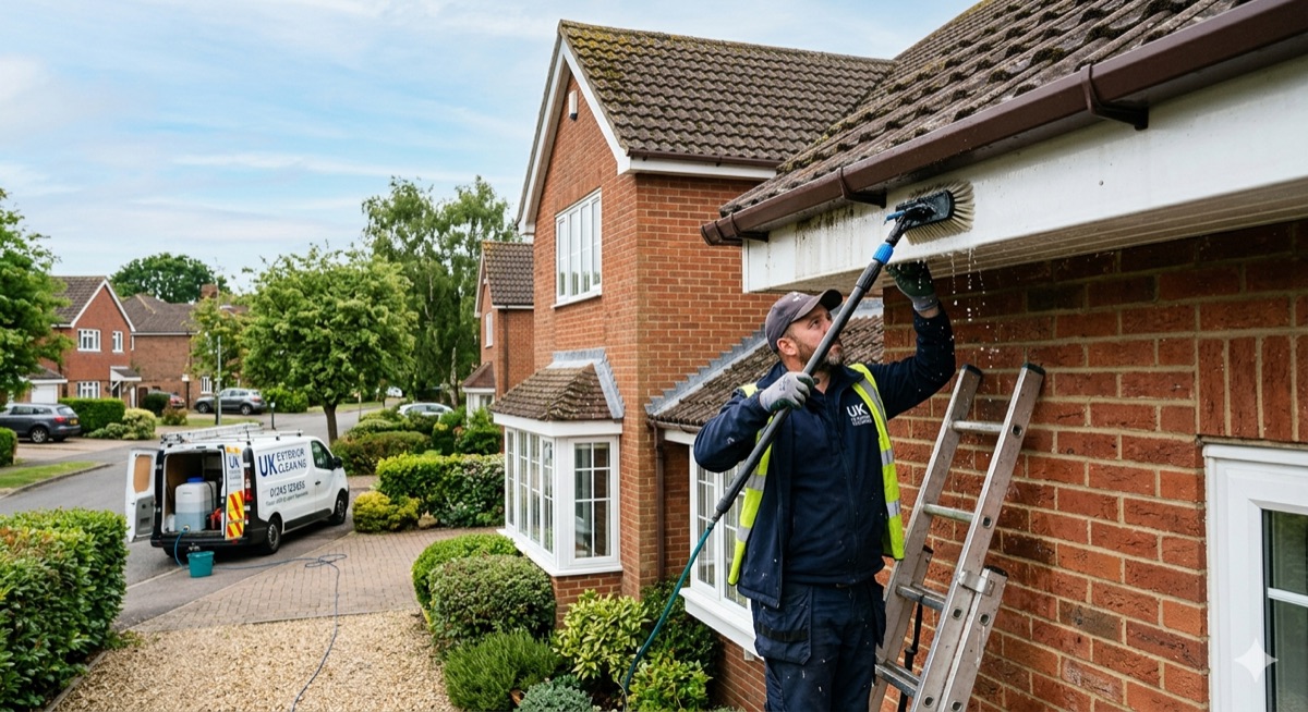 Cleaning white uPVC fascias and soffits in Chelmsford, Essex